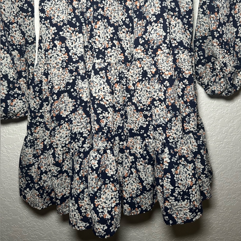 VICI Posy Floral Front Knot Tie Tiered Mini Blue Size Medium Women Dress - Picture 10 of 10